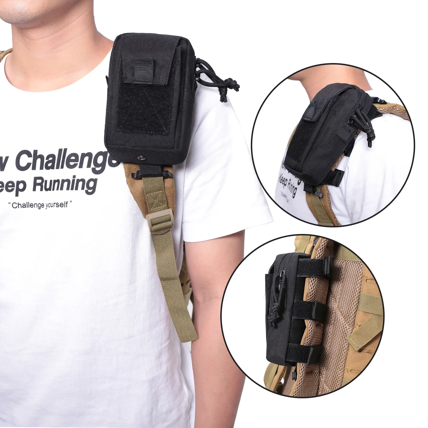 Sack Race Bag - Molle Rugzakriem Telefoonhouder Heuptas voor Buitensporten,