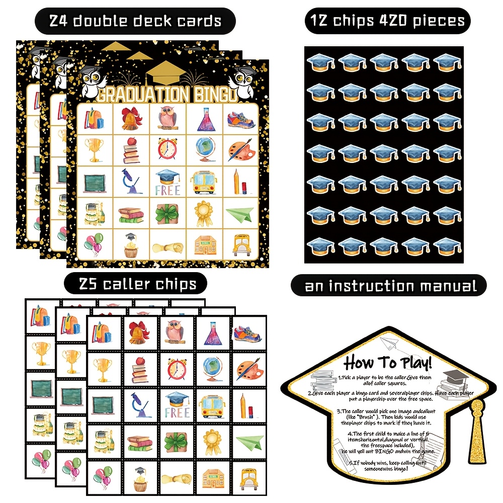 Party Games College - 2026 Black Gold Afstudeer Bingo Spelset