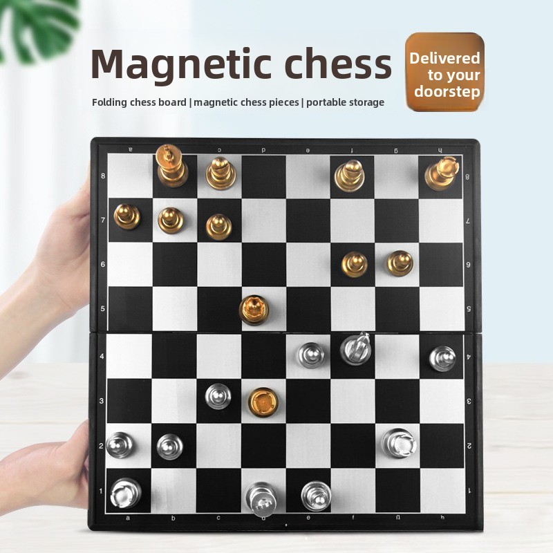 Book Party Games - Magnetisch Goud Zilver Schaakspel Opvouwbaar Schaakbord